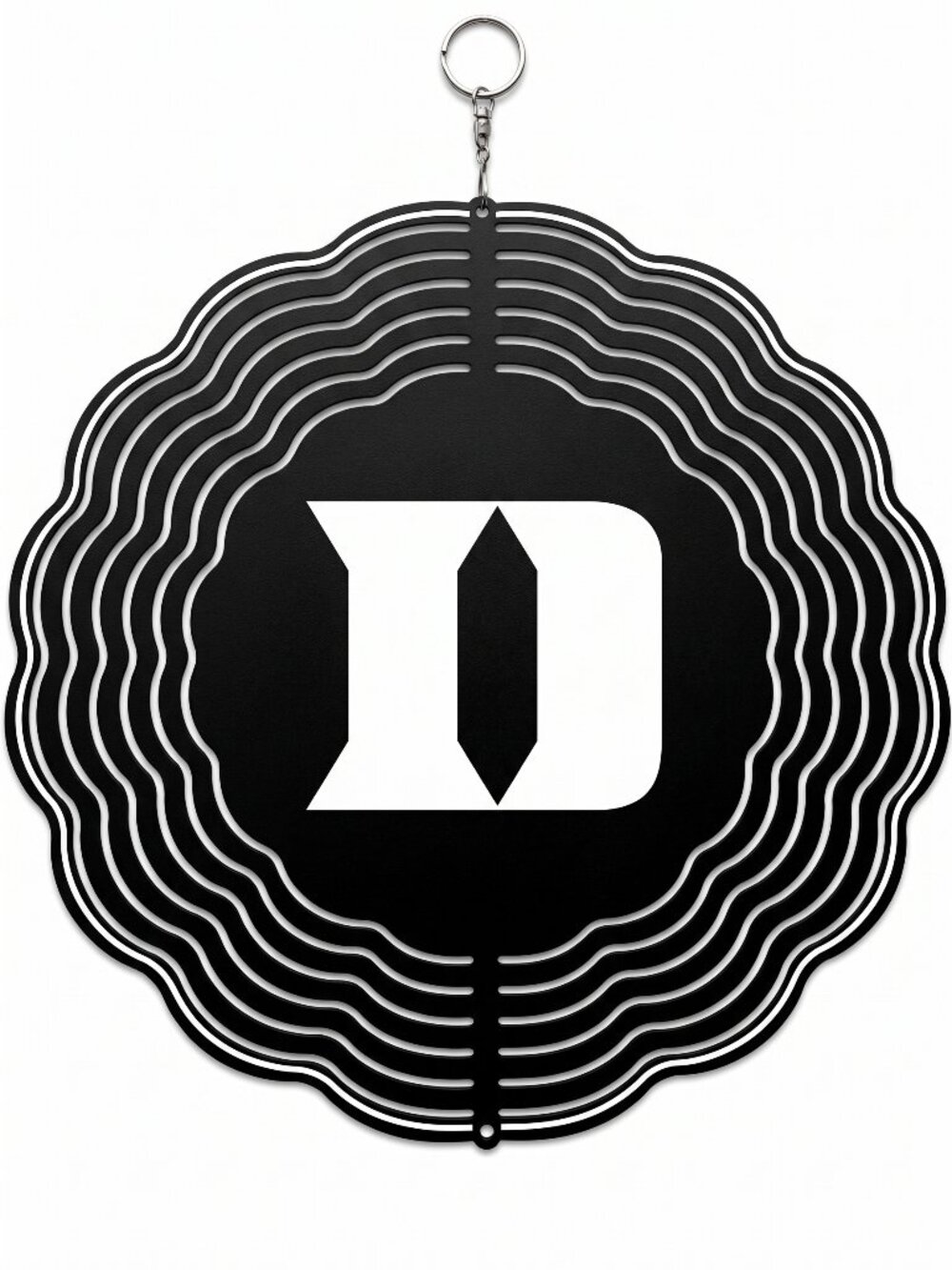 10" Duke D Logo Kinetic Wind Spinner - Black Metal Outdoor Fan Yard Decor